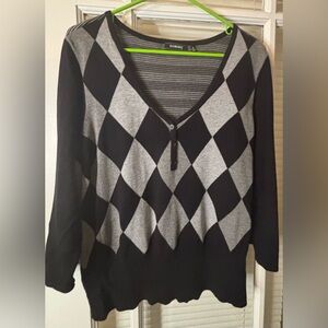 Elementz Black and Gray Striped Sweater-Size XL